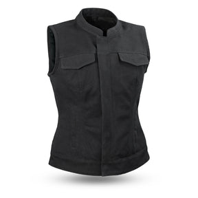 REBEL ALEX Motorcycle Canvas Vest Women's Vest Best Leather Ny XS  