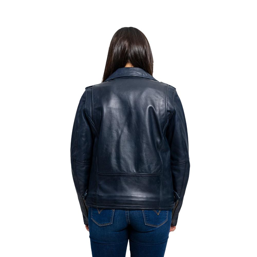 Rebel - Women's Fashion Lambskin Leather Jacket (Navy Blue) Women's Jacket Best Leather Ny   