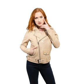 Rebel - Women's Fashion Lambskin Leather Jacket (Oil Sand) Women's Jacket Best Leather Ny   