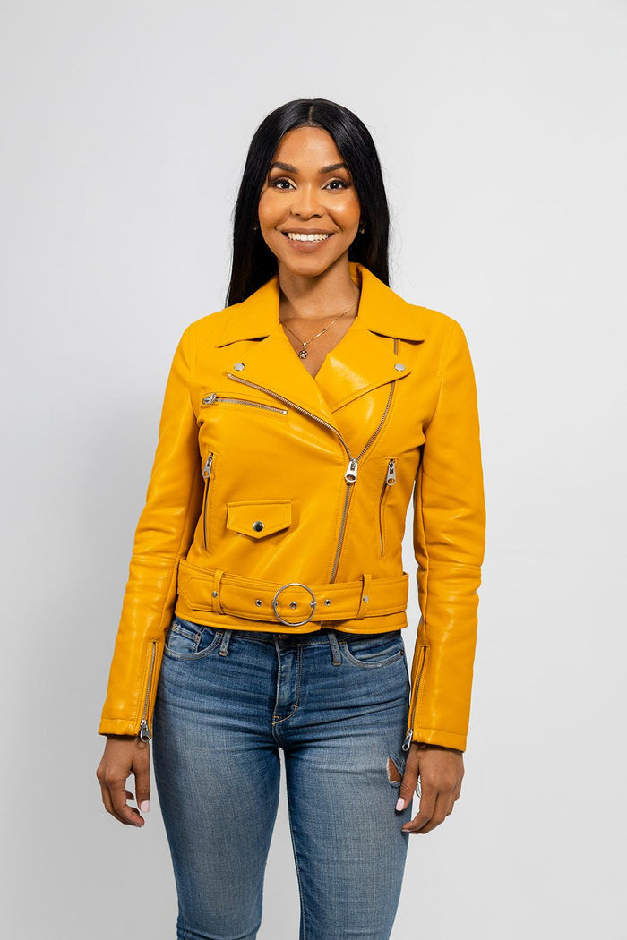 Remy - Women's Vegan Faux Leather Jacket (Mustard) Jacket Best Leather Ny   