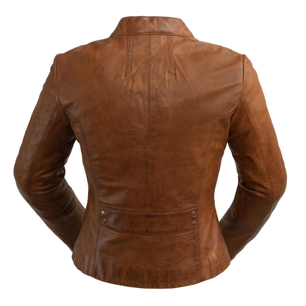 Rexie - Women's Fashion Leather Jacket (Dark Cognac) Women's Jacket Best Leather Ny   
