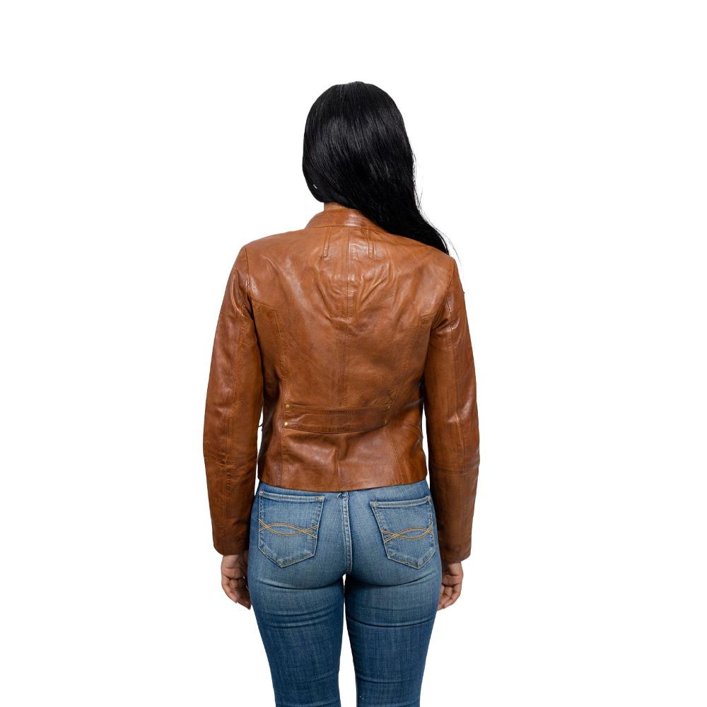 Rexie - Women's Fashion Leather Jacket (Dark Cognac) Women's Fashion Leather Jacket Best Leather Ny