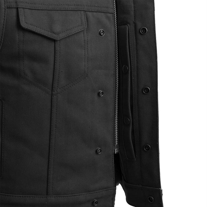 The Rock Canvas Men s Motorcycle Canvas Vest Black