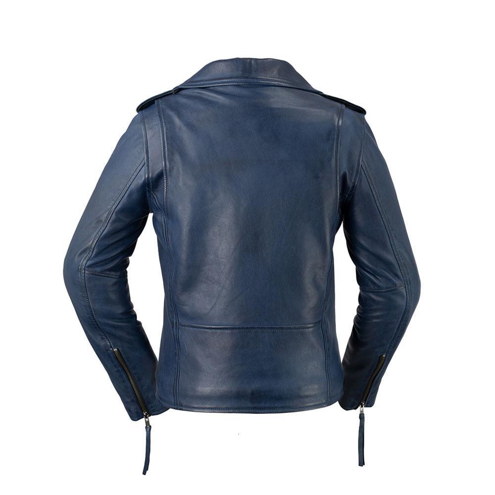 Rockstar - Women's Fashion Lambskin Leather Jacket (Blue) Jacket Best Leather Ny   