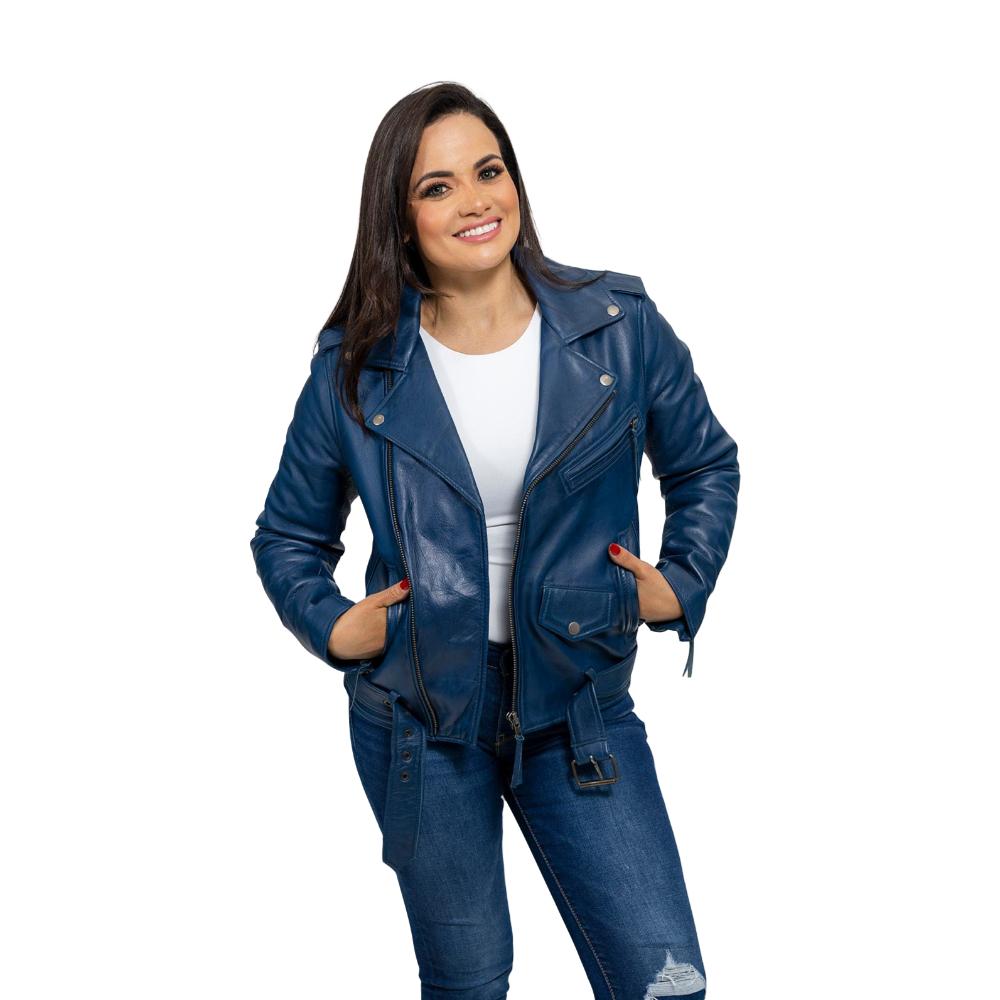 Rockstar - Women's Fashion Lambskin Leather Jacket (Blue) Jacket Best Leather Ny   