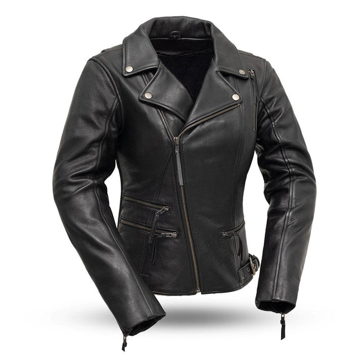 RULING PRO Motorcycle Leather Jacket Women's Jacket Best Leather Ny XS Black 