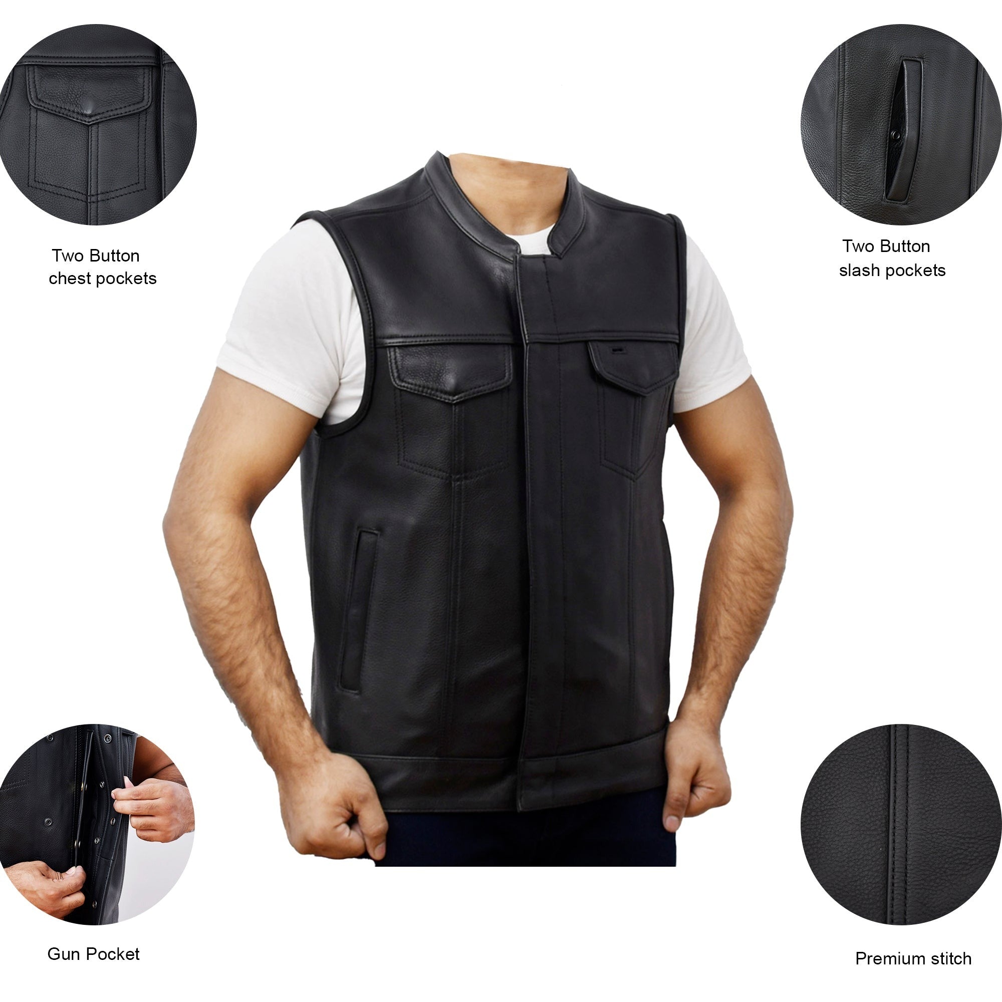 RUTGER - Motorcycle Leather Vest Men's Vest Best Leather Ny   