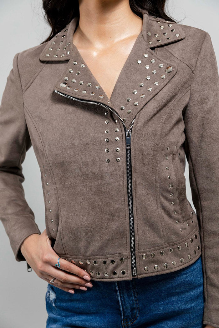 Sandy - Women's Vegan Faux Suede Jacket (Gray) Jacket Best Leather Ny   