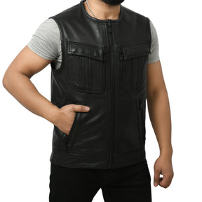 STOWE - Motorcycle Leather Vest Men's Vest Best Leather Ny   