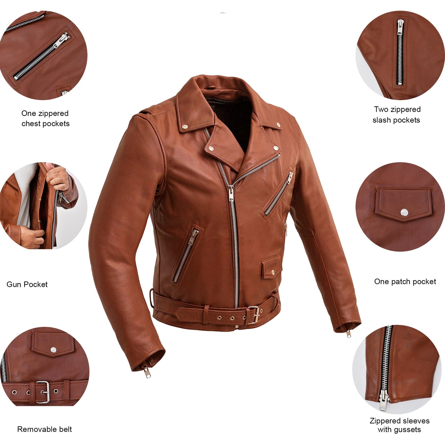 THUNDER Motorcycle Leather Jacket Men's Jacket Best Leather Ny   