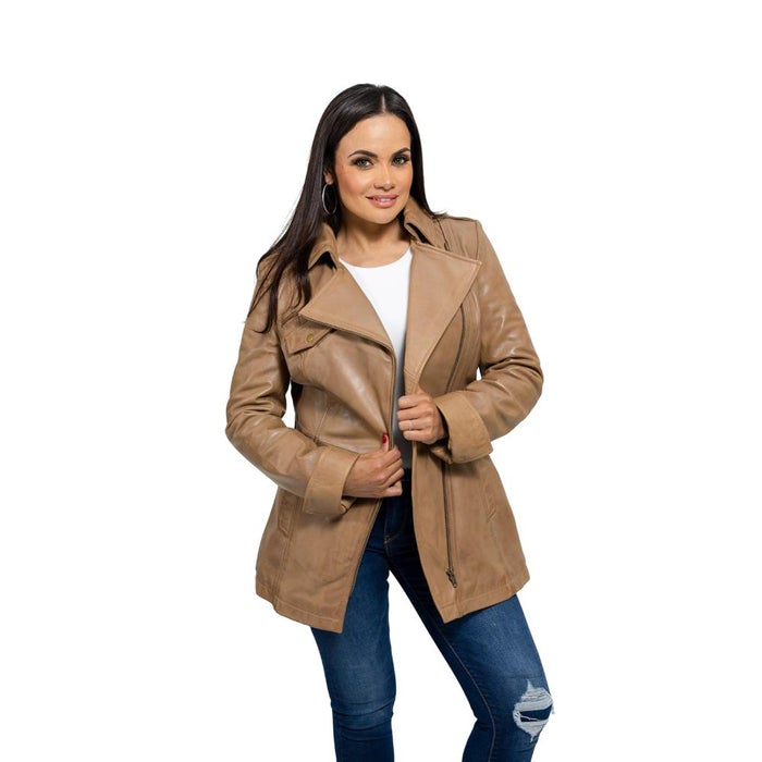 Traci - Women's Fashion Leather Coat (Camel) Jacket Best Leather Ny   