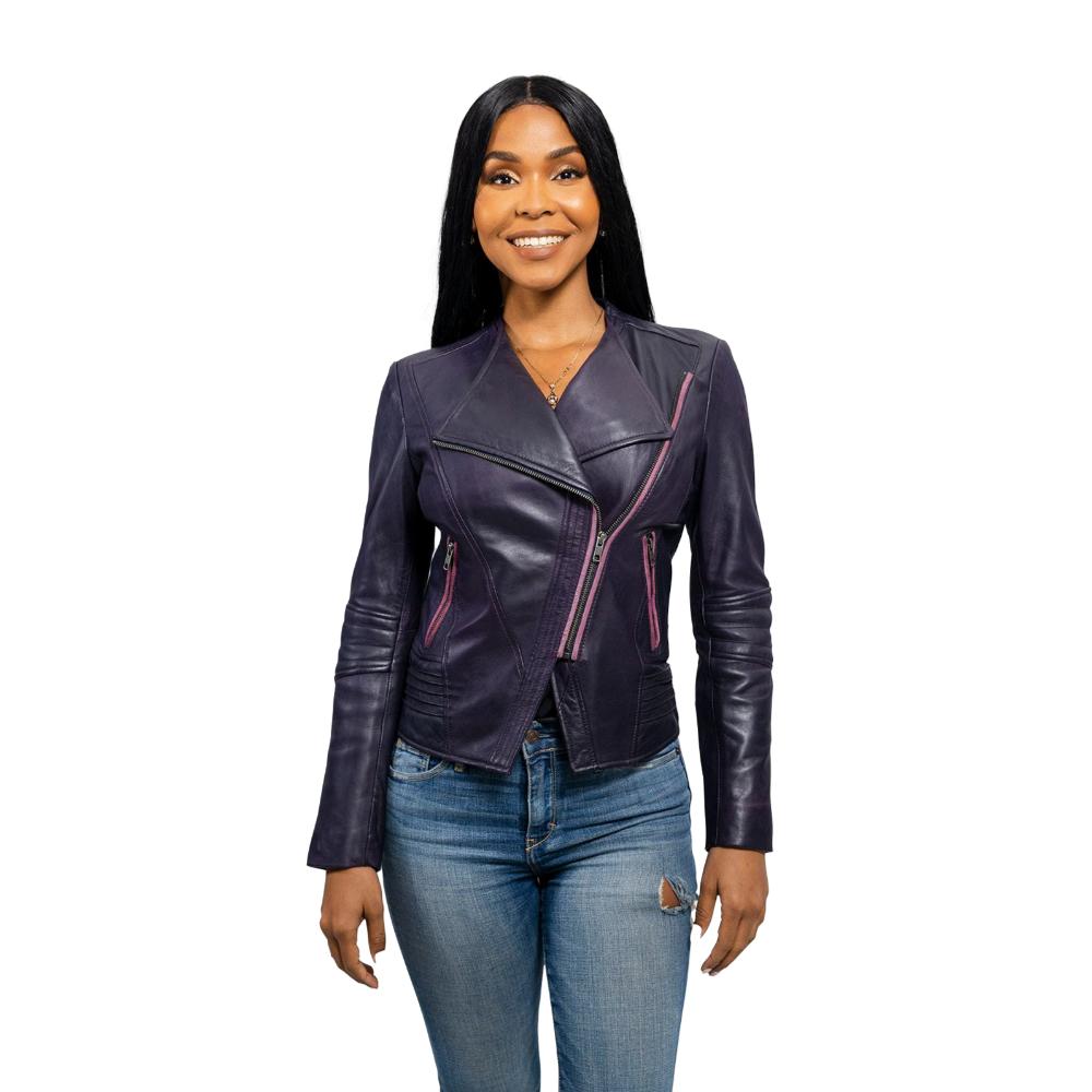 Trish - Women's Fashion Leather Jacket (Violet) Women's Jacket Best Leather Ny   