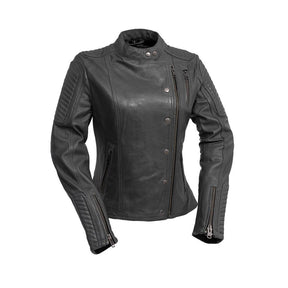 Zena - Women's Fashion Lambskin Leather Jacket (Anthracite Gray) Jacket Best Leather Ny Anthracite Gray XS 