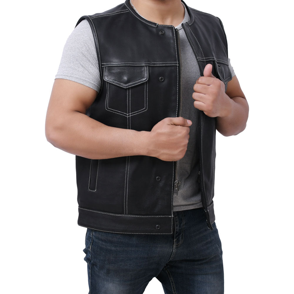 SUNRISE - Motorcycle Leather Vest Men's Vest Best Leather Ny   