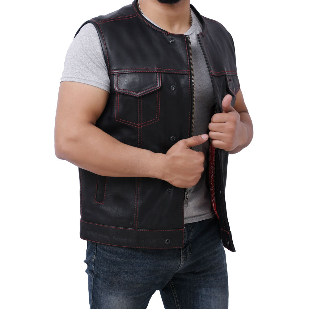 SUNRISE - Motorcycle Leather Vest Men's Vest Best Leather Ny   