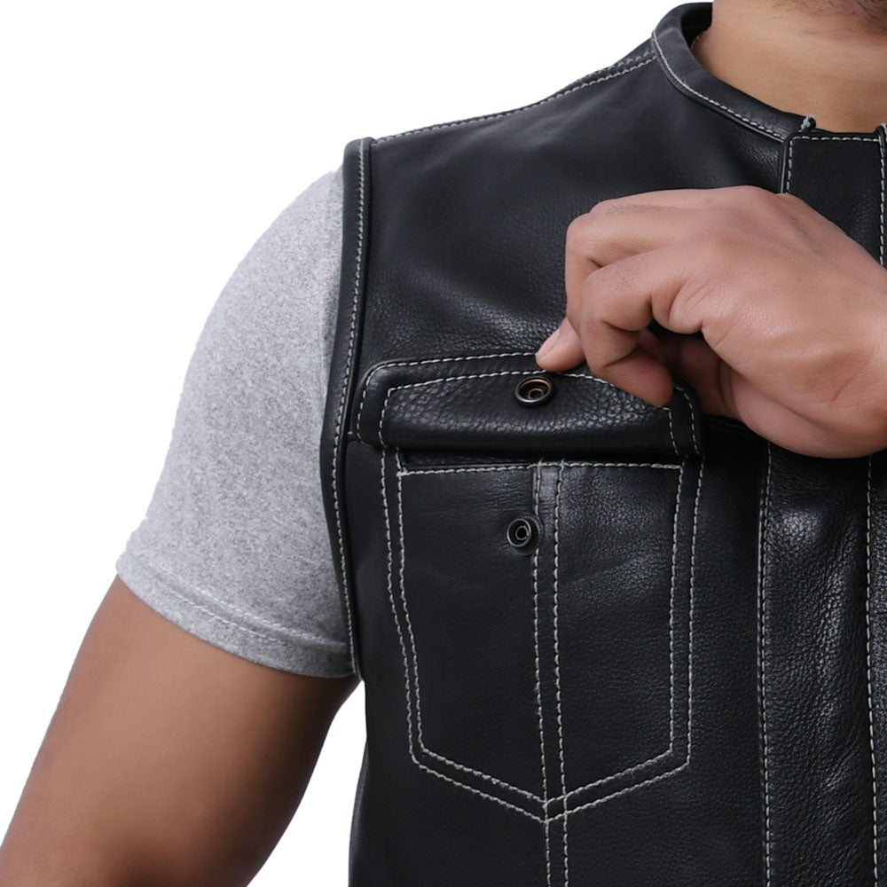 SUNRISE - Motorcycle Leather Vest Men's Vest Best Leather Ny   